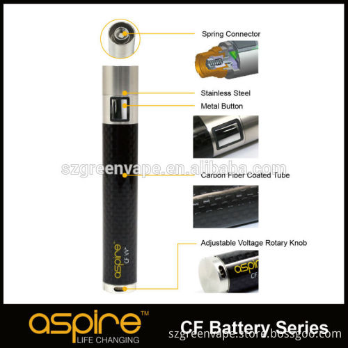 New arrival Aspire CF VV+ battery various capacity with carbon fiber 1600mah for aspire nautilus ,aero tank mega